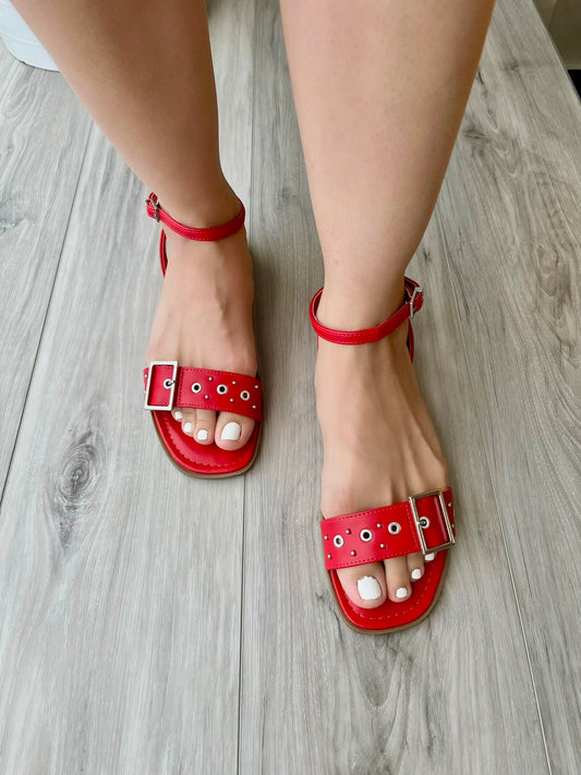 Logan red flat size 7 - Stela The Shoetique