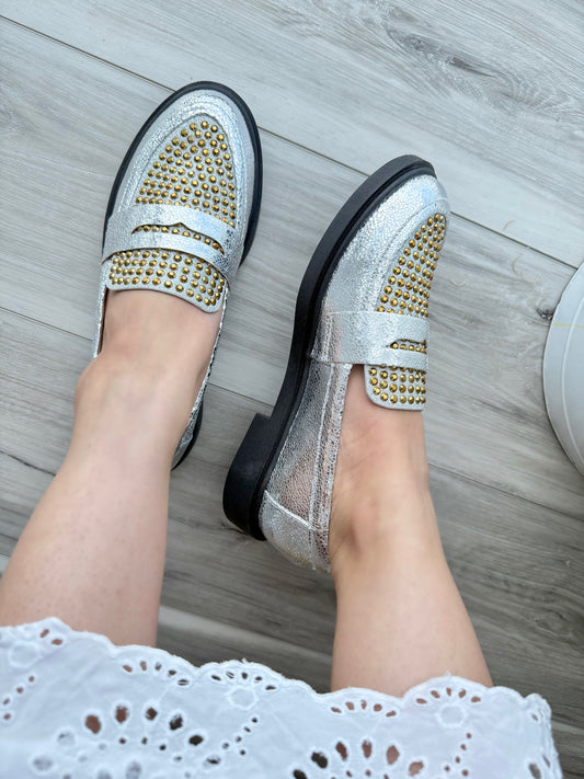 Gigi silver/gold loafer 8 - Stela The Shoetique
