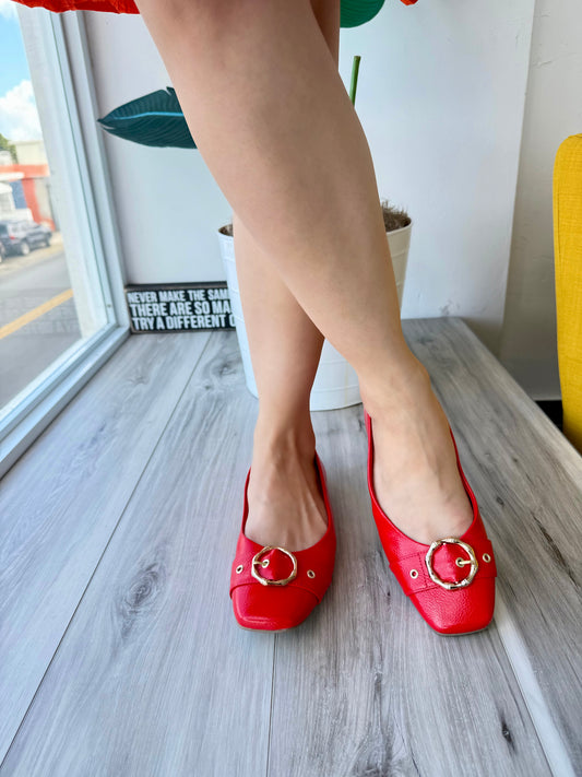 Antonella red ballerina 6,7 - Stela The Shoetique