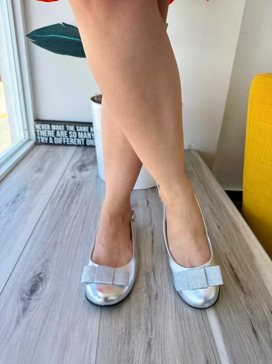 Rossie silver slingback 5,7,8 - Stela The Shoetique