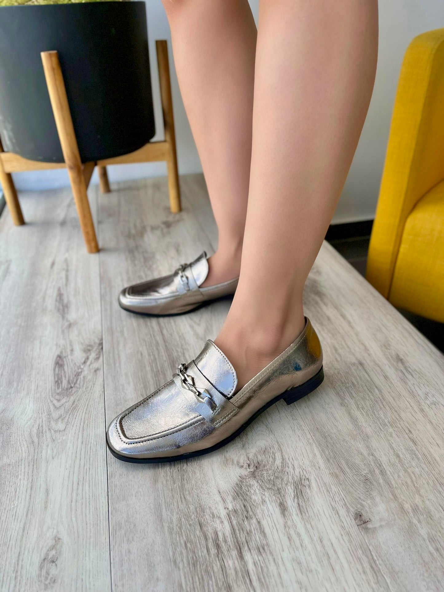 Ofelia pewter loafer size 9 - Stela The Shoetique