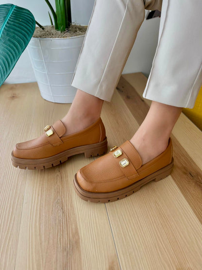 Vittoria tan color loafer - Stela The Shoetique
