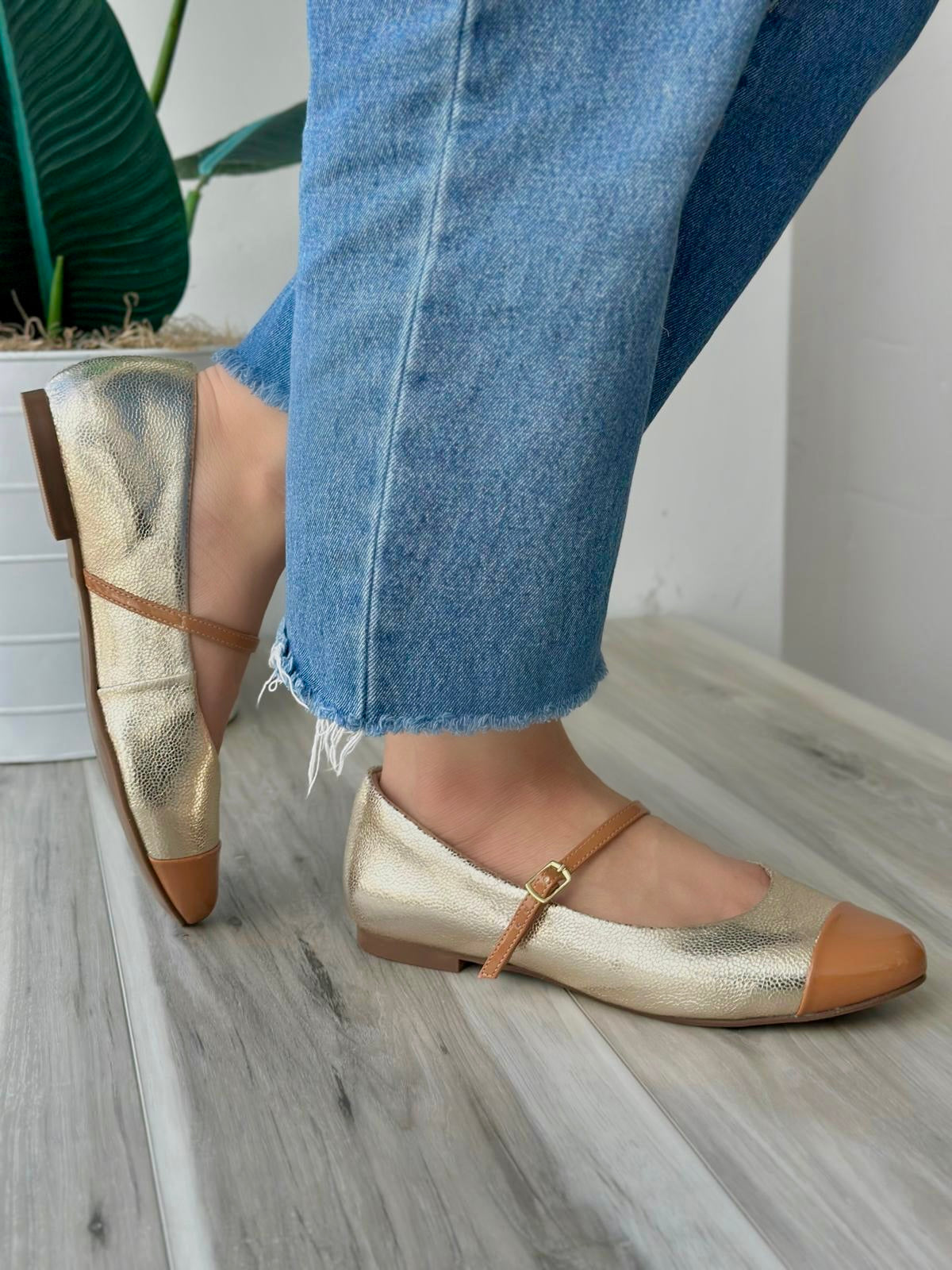 Natty gold ballerina 8 - Stela The Shoetique
