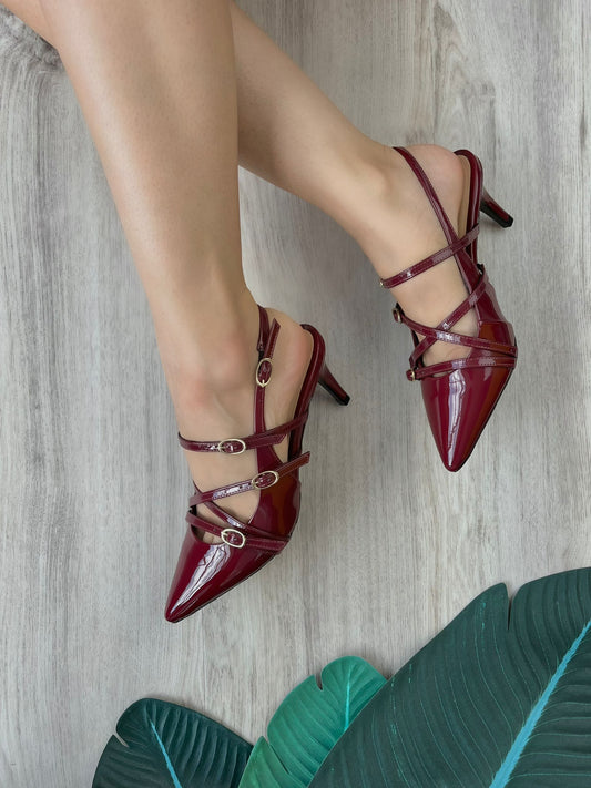 Sammy wine heel size 7 - Stela The Shoetique