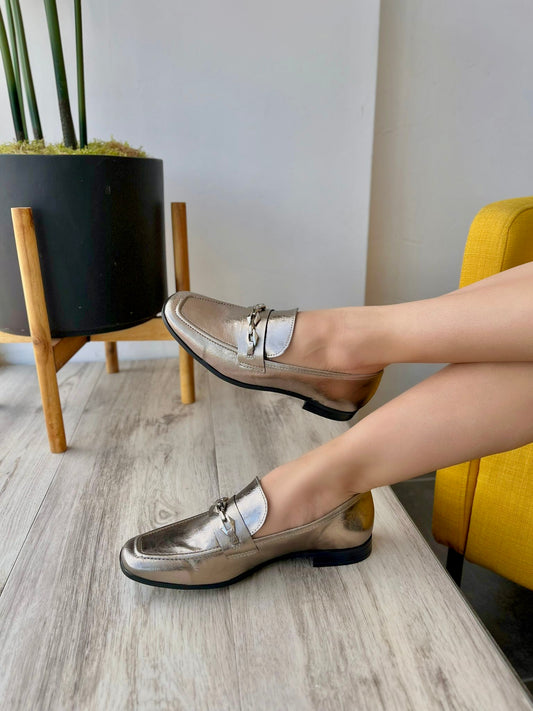 Ofelia pewter loafer size 9 - Stela The Shoetique