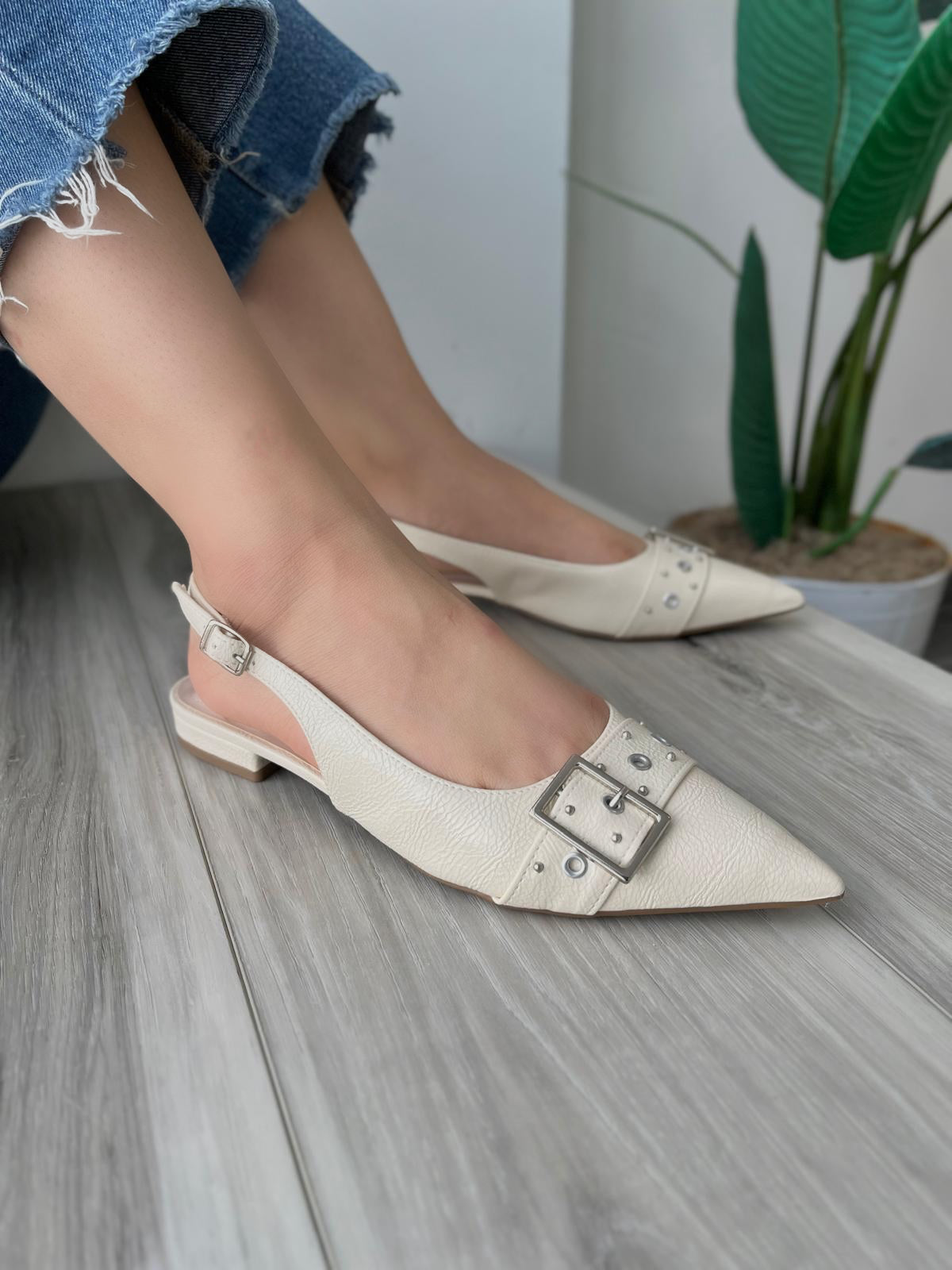 Polo off white slingback - Stela The Shoetique