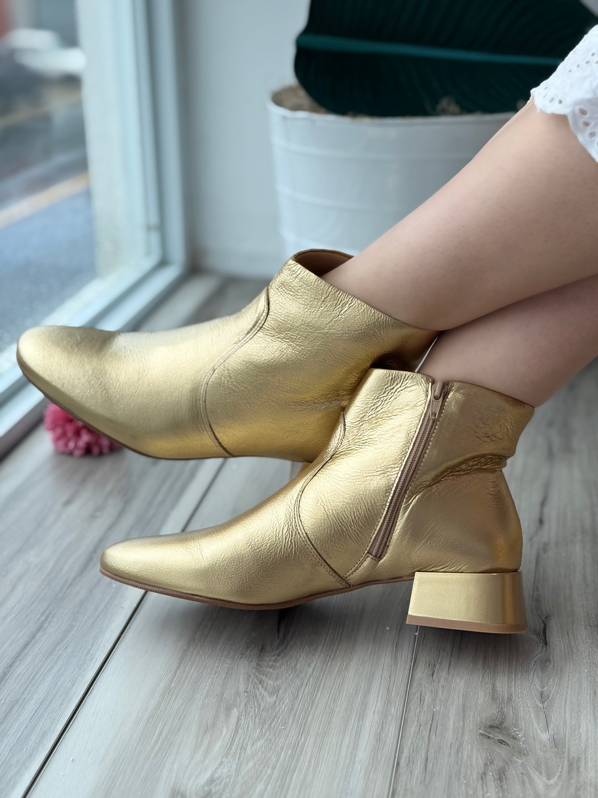 Zulema gold Boot - Stela The Shoetique