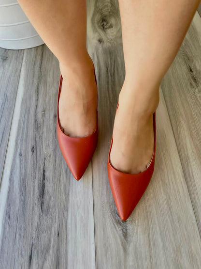 Karly orange heel 4,8 - Stela The Shoetique