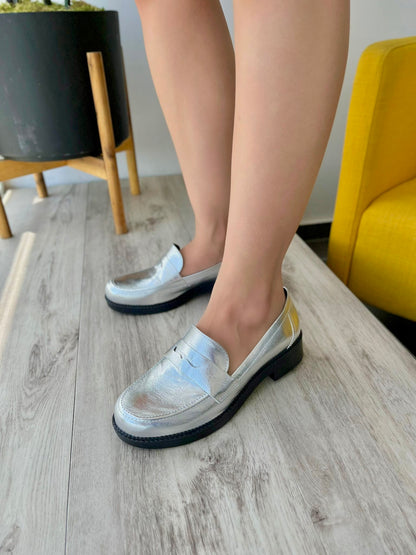 Noeli silver loafer - Stela The Shoetique