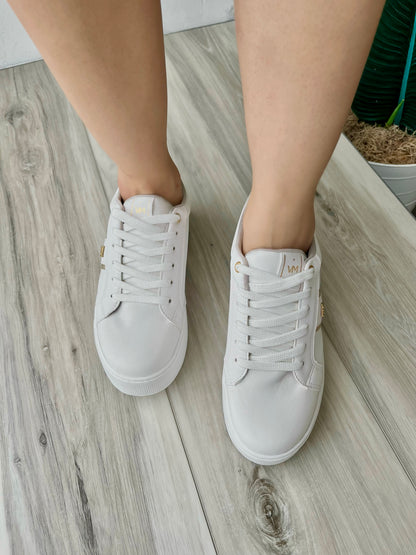 Maggie white/gold sneaker - Stela The Shoetique