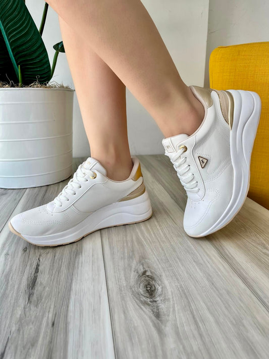 Matilde white/gold sneaker - Stela The Shoetique