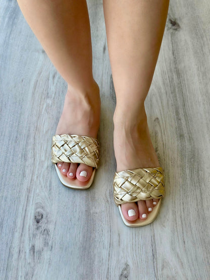 Gina gold flat - Stela The Shoetique