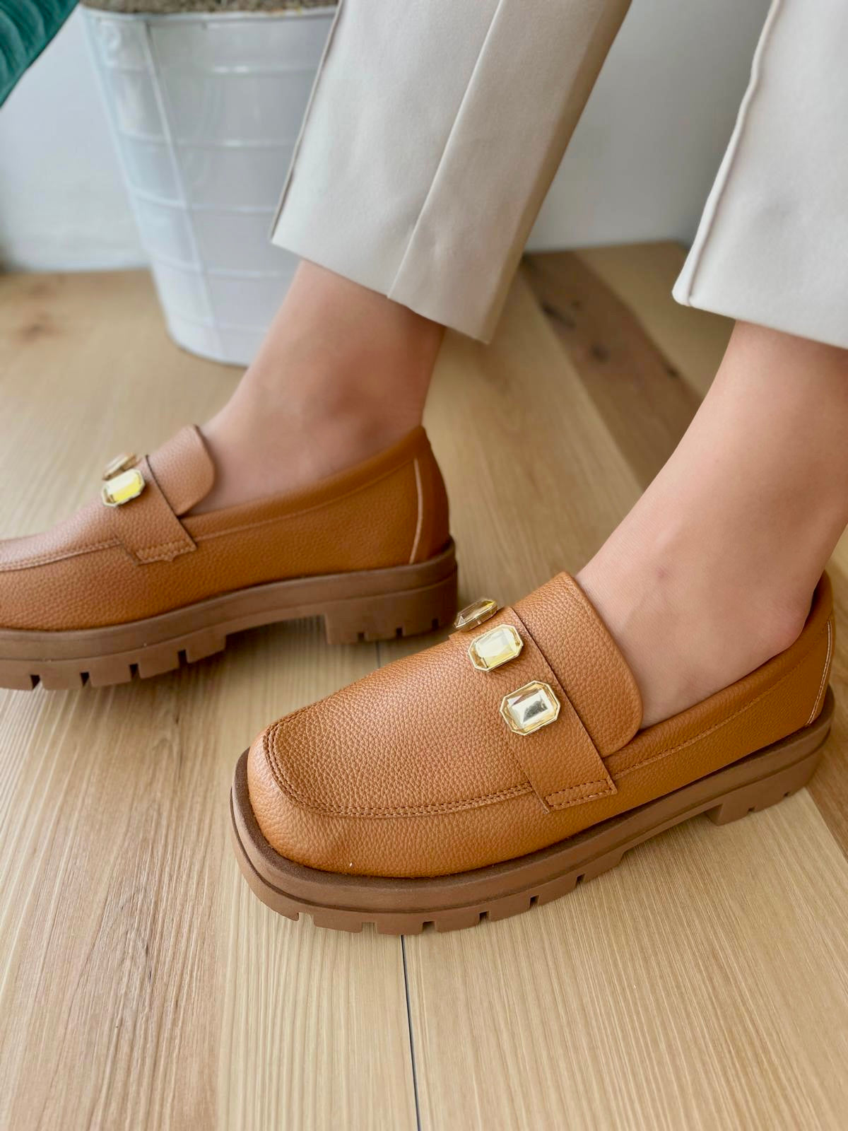 Vittoria tan color loafer - Stela The Shoetique