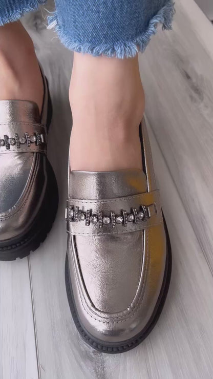 Mara pewter loafer 10